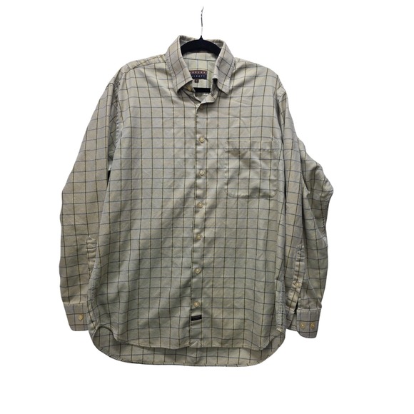 Robert Talbott Other - Robert Talbott Mens Large Tan Green Check Herringbone Button Down Shirt L Turkey